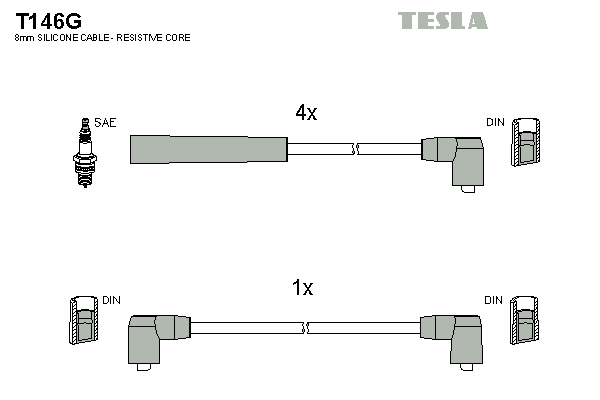 Комплект проводів високої напруги   T146G   TESLA
