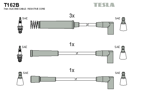 Комплект проводов зажигания   T162B   TESLA