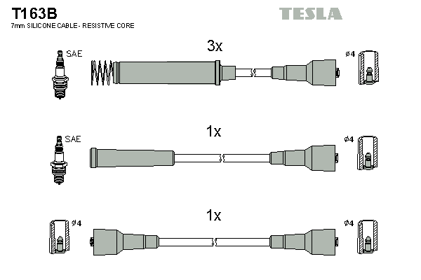 Комплект проводов зажигания   T163B   TESLA