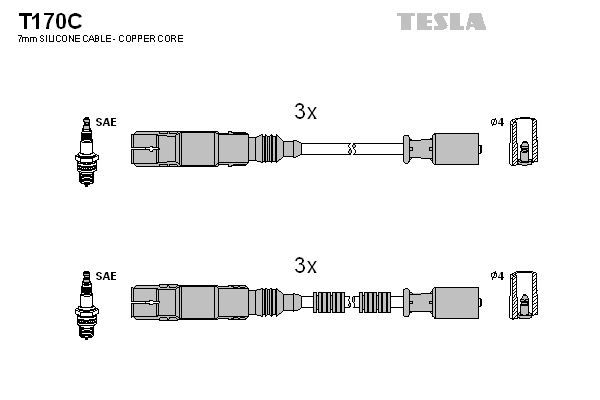 Комплект проводів високої напруги   T170C   TESLA