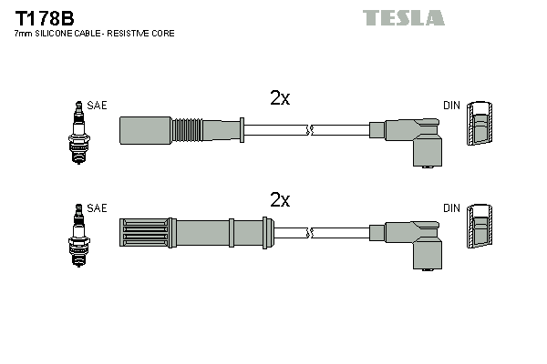 Комплект проводов зажигания   T178B   TESLA