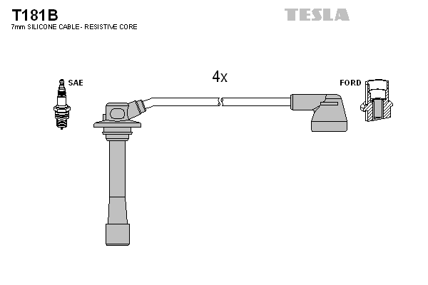 Комплект проводов зажигания   T181B   TESLA