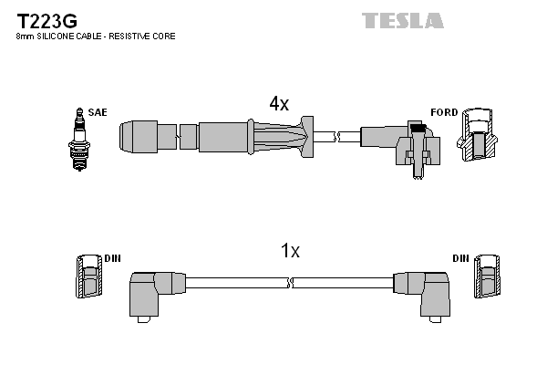 Комплект проводов зажигания   T223G   TESLA