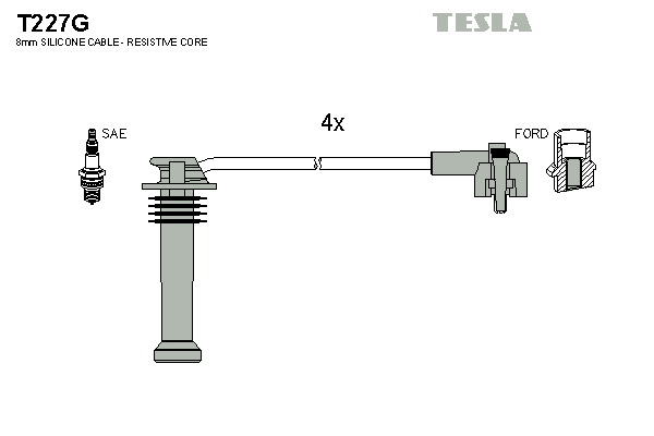 Комплект проводов зажигания   T227G   TESLA