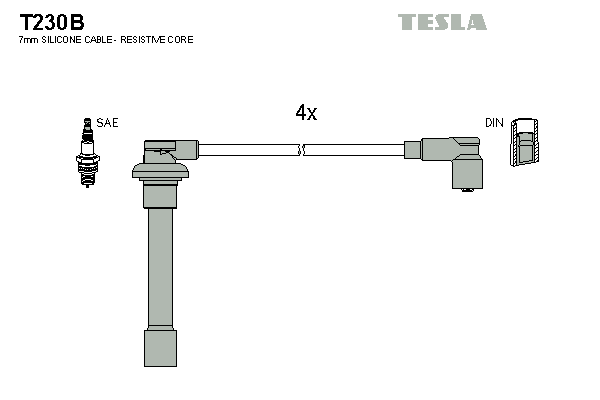 Комплект проводов зажигания   T230B   TESLA