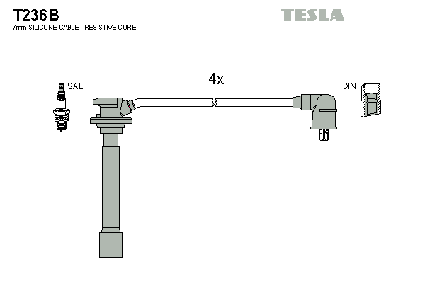 Комплект проводів високої напруги   T236B   TESLA