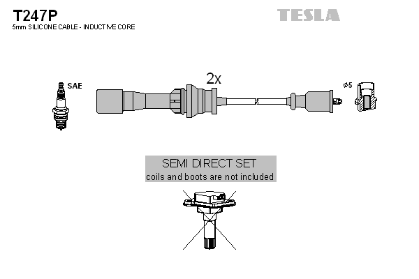 Комплект проводов зажигания   T247P   TESLA