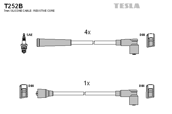 Комплект проводов зажигания   T252B   TESLA