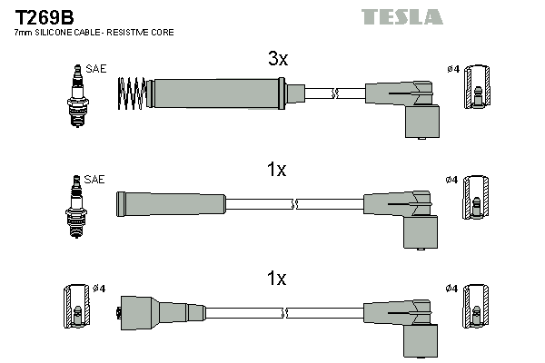 Комплект проводов зажигания   T269B   TESLA