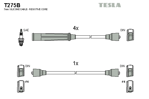 Комплект проводів високої напруги   T275B   TESLA