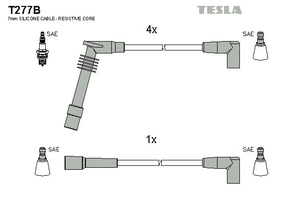 Комплект проводів високої напруги   T277B   TESLA