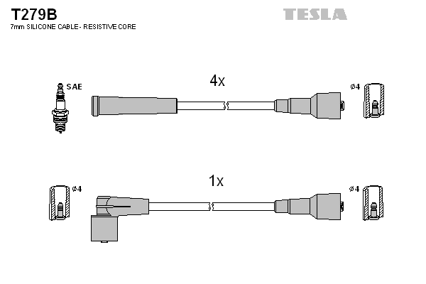 Комплект проводов зажигания   T279B   TESLA