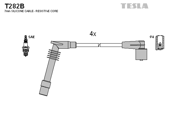 Комплект проводов зажигания   T282B   TESLA
