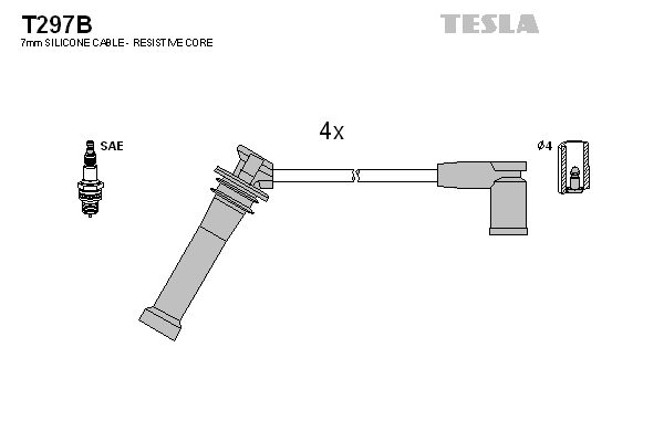 Комплект проводов зажигания   T297B   TESLA