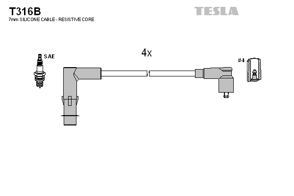 Комплект проводов зажигания   T316B   TESLA