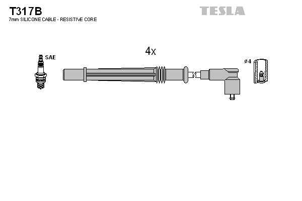 Комплект проводов зажигания   T317B   TESLA