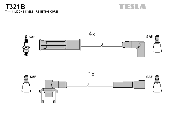 Комплект проводов зажигания   T321B   TESLA