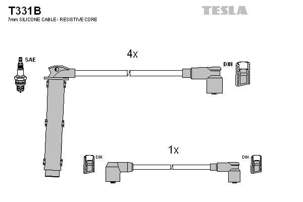 Комплект проводов зажигания   T331B   TESLA