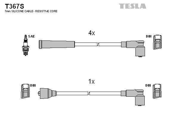Комплект проводов зажигания   T367S   TESLA