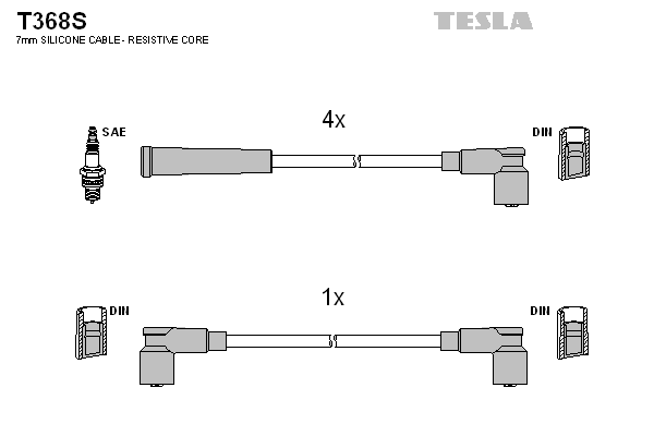Комплект проводов зажигания   T368S   TESLA
