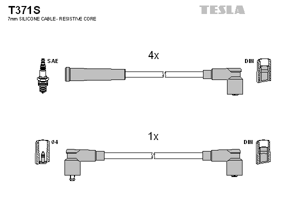 Комплект проводов зажигания   T371S   TESLA