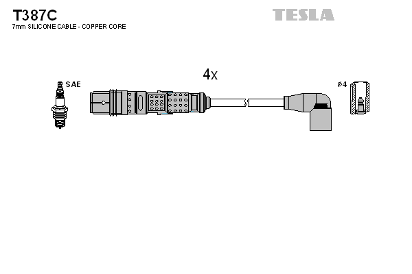 Комплект проводів високої напруги   T387C   TESLA