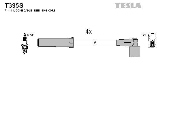 Комплект проводов зажигания   T395S   TESLA