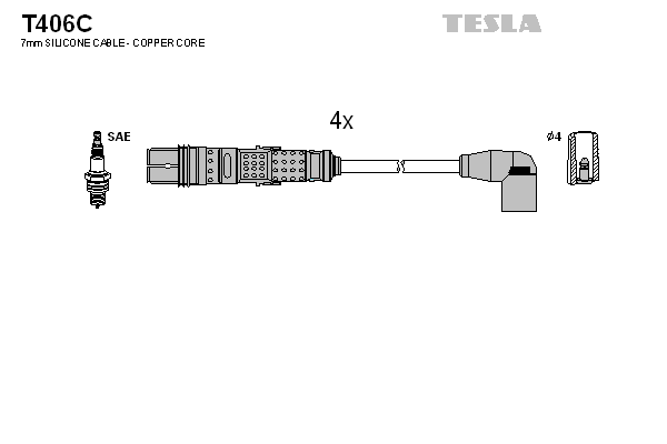 Комплект проводов зажигания   T406C   TESLA