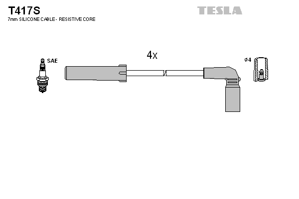 Комплект проводов зажигания   T417S   TESLA