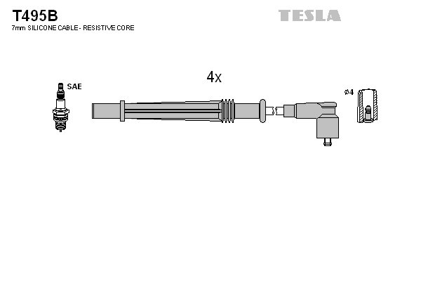 Комплект проводов зажигания   T495B   TESLA