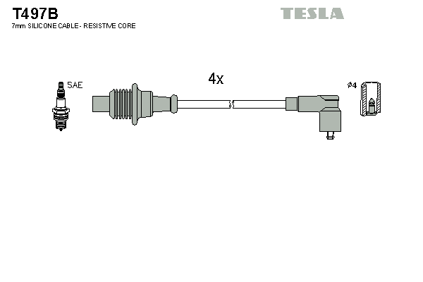 Комплект проводів високої напруги   T497B   TESLA