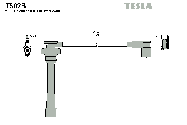 Комплект проводов зажигания   T502B   TESLA
