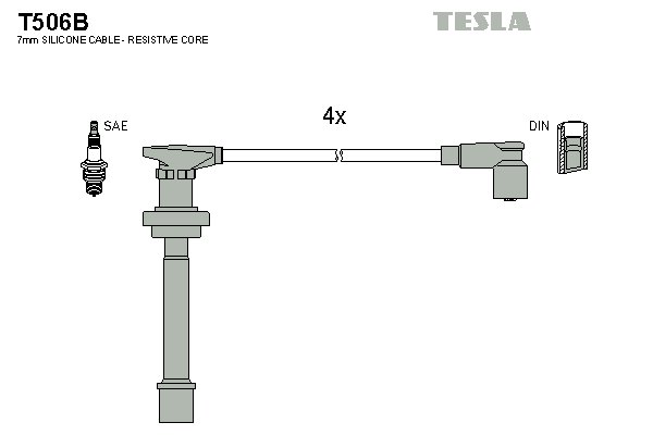 Комплект проводів високої напруги   T506B   TESLA