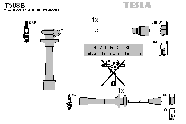 Комплект проводів високої напруги   T508B   TESLA