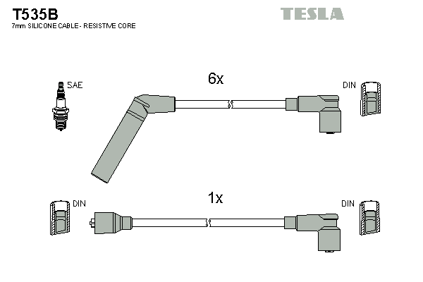 Комплект проводів високої напруги   T535B   TESLA