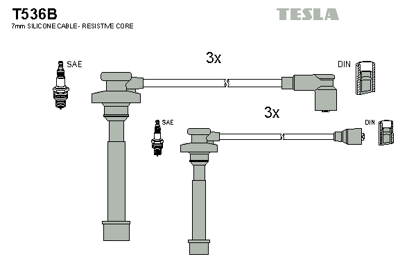 Комплект проводів високої напруги   T536B   TESLA