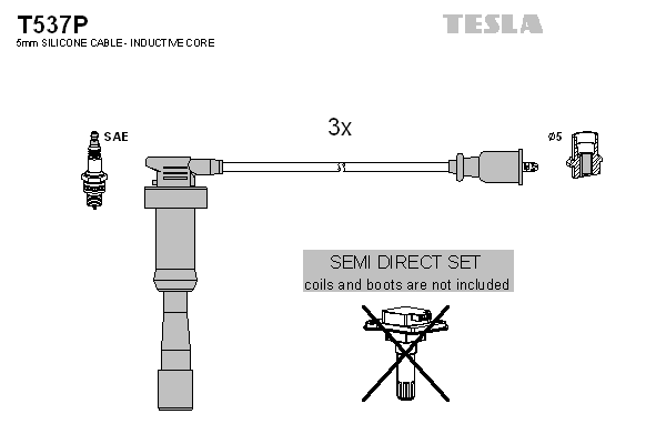 Комплект проводов зажигания   T537P   TESLA