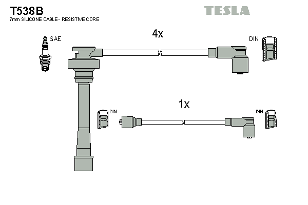 Комплект проводов зажигания   T538B   TESLA