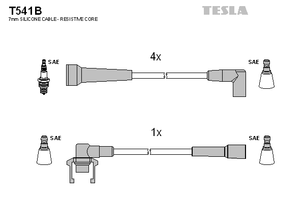 Комплект проводов зажигания   T541B   TESLA