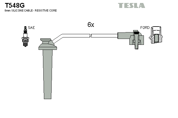 Комплект проводов зажигания   T548G   TESLA