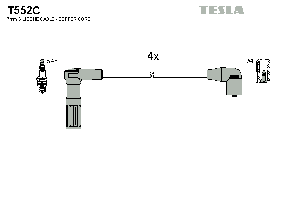 Комплект проводов зажигания   T552C   TESLA