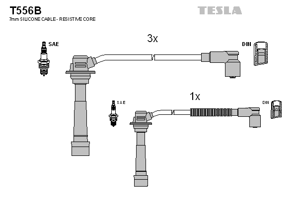 Комплект проводов зажигания   T556B   TESLA