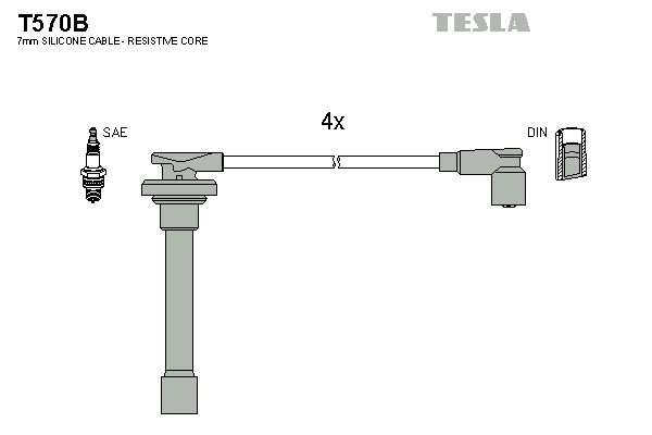 Комплект проводов зажигания   T570B   TESLA