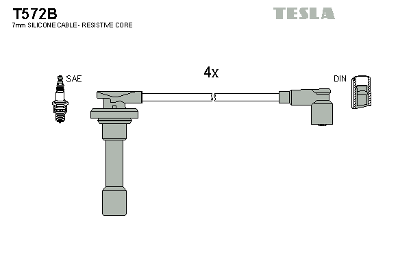 Комплект проводов зажигания   T572B   TESLA