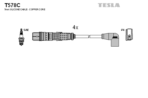 Комплект проводів високої напруги   T578C   TESLA