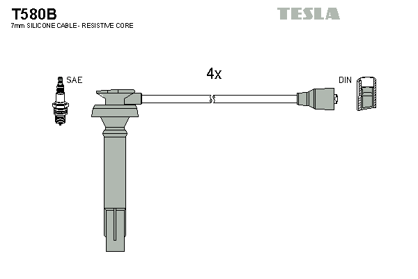 Комплект проводов зажигания   T580B   TESLA