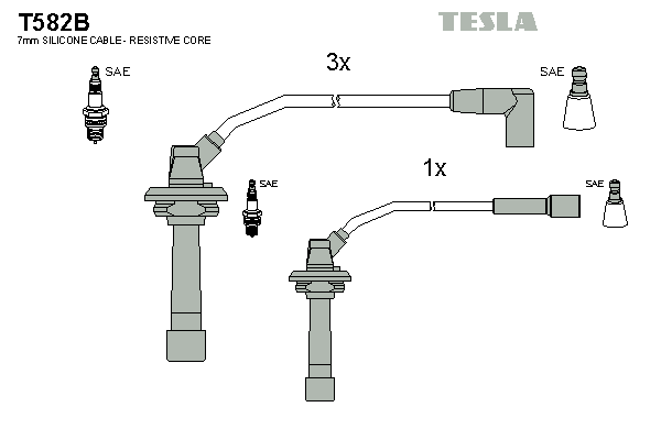Комплект проводов зажигания   T582B   TESLA