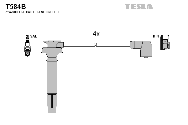 Комплект проводов зажигания   T584B   TESLA
