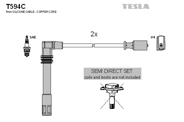 Комплект проводов зажигания   T594C   TESLA