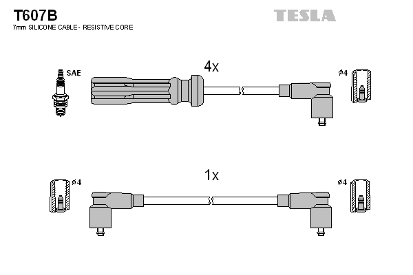 Комплект проводов зажигания   T607B   TESLA